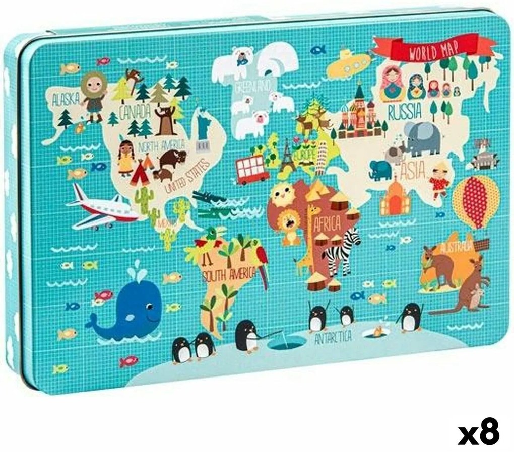 Παζλ Apli 48 x 32 cm Παγκόσμιος Χάρτης 24 Τεμάχια (8 Μονάδες)