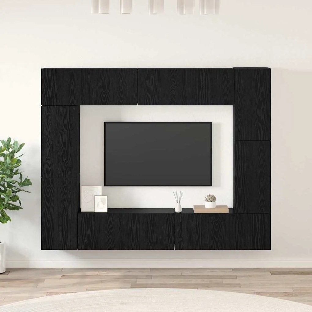 vidaXL Σετ επίπλου τηλεόρασης 8 pcs Μαύρη Δρυς 80 x 30 x 30.5 εκ
