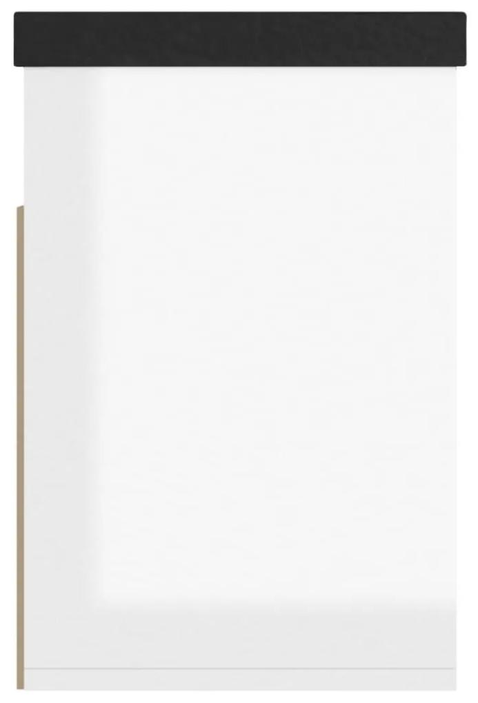 Παπουτσοθήκη Γυαλ. Λευκή 80x30x47 εκ. Μοριοσανίδα με Μαξιλάρι - Λευκό