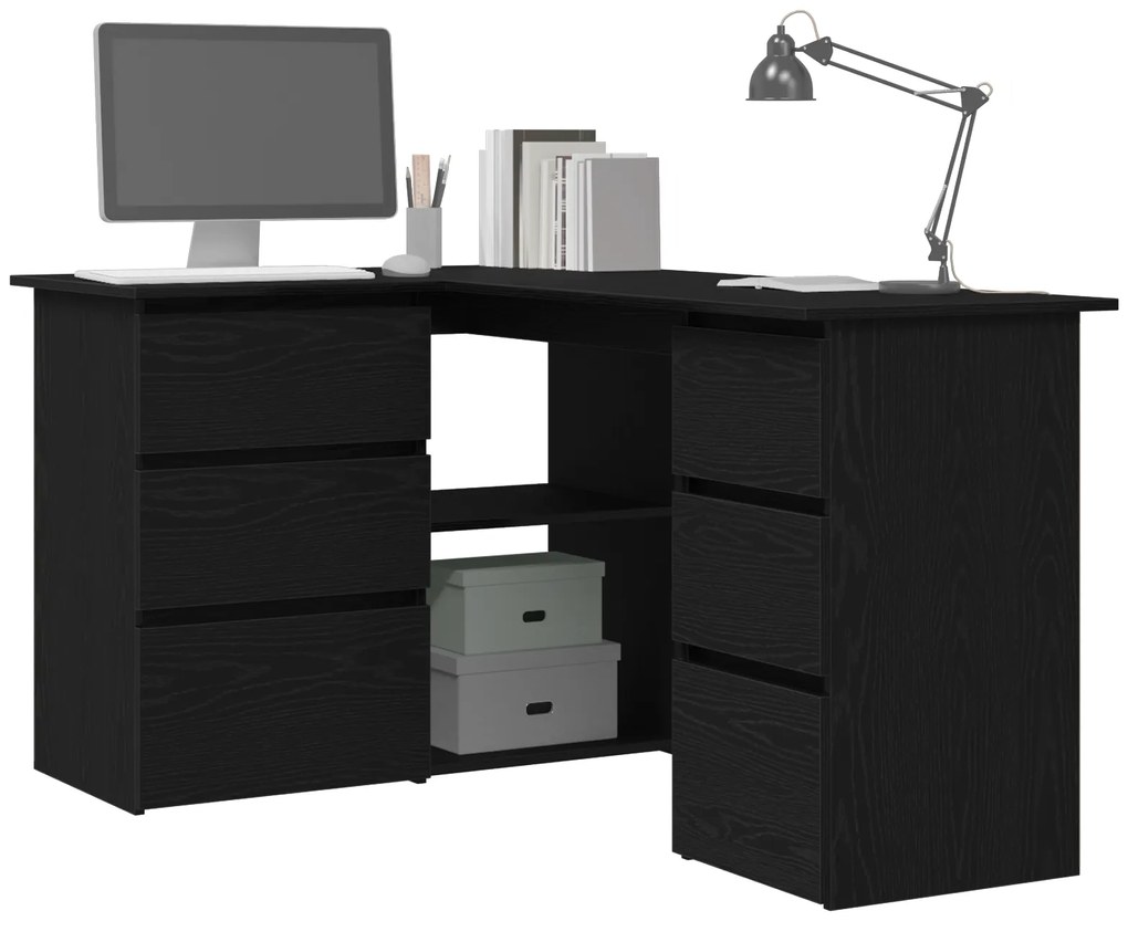 vidaXL Γωνιακό Γραφείο Μαύρης Βελανιδιάς , 145x100x76 εκ, Φτιαγμένο από Επεξεργασμένο Ξύλο