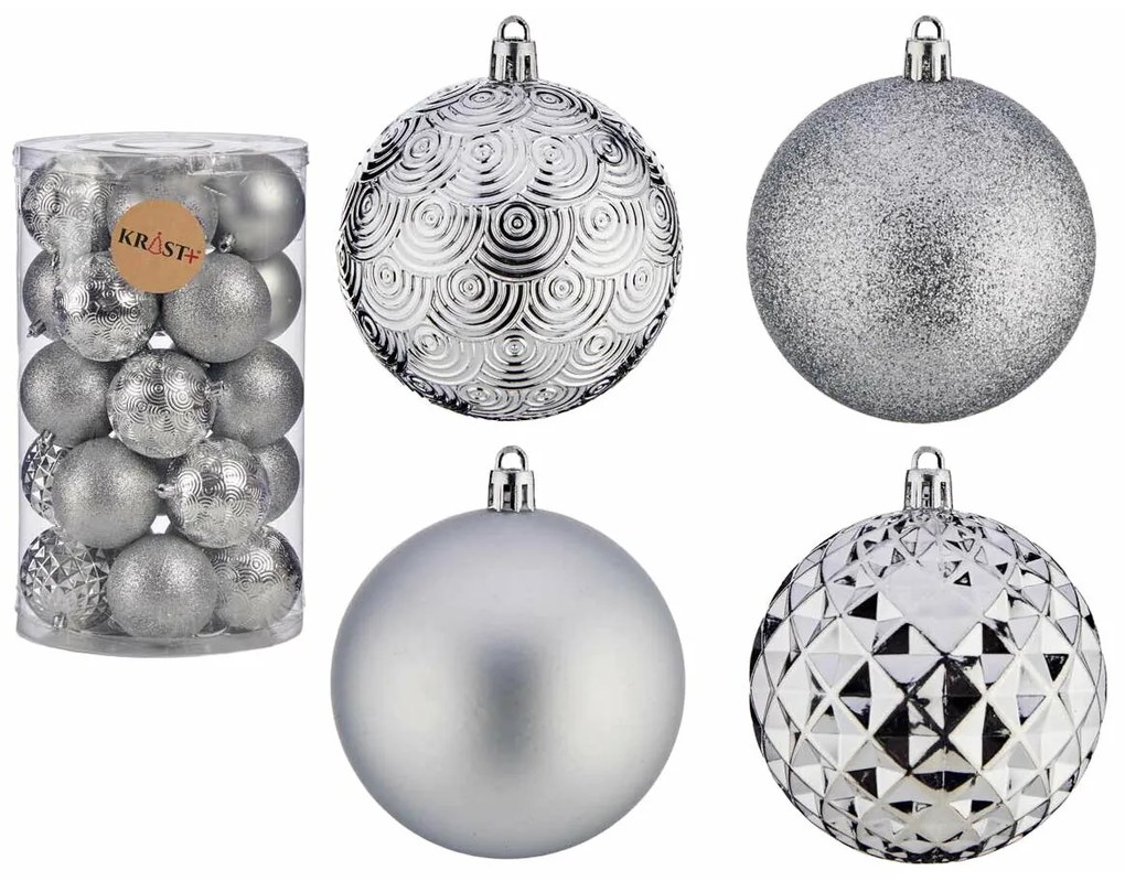 Σετ Χριστουγεννιάτικες Μπάλες Krist+ Ασημί PVC Ø 8 cm (4 Μονάδες)