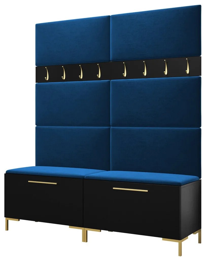 Σετ διαδρόμου Hartford F101, 196x168x46cm, 32 kg, Μαύρο, Ταπισερί, Πλαστικοποιημένη μοριοσανίδα, Εντοιχισμένη, Τοίχου | Epipla1.gr
