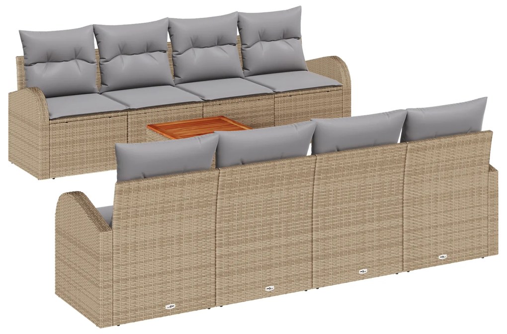 vidaXL Σετ Σαλονιού Κήπου 9 pcs Beige, ανοιχτό γκρι 5-θέσιος