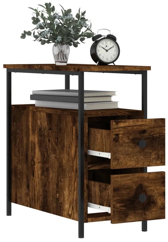 vidaXL Κομοδίνα 2 τεμ. Καπνιστή Δρυς 30 x 60 x 60 εκ. Επεξεργ. Ξύλο