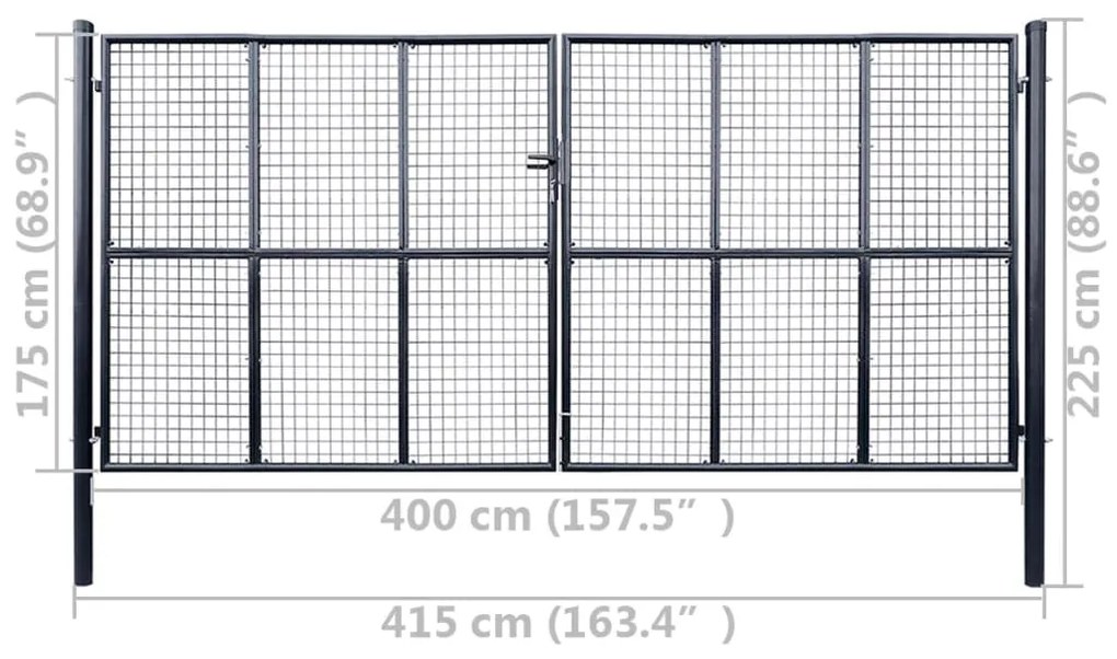 ΠΟΡΤΑ ΠΕΡΙΦΡΑΞΗΣ ΜΕ ΠΛΕΓΜΑ ΓΚΡΙ 400 X 175 ΕΚ. ΓΑΛΒΑΝ. ΧΑΛΥΒΑΣ 143378