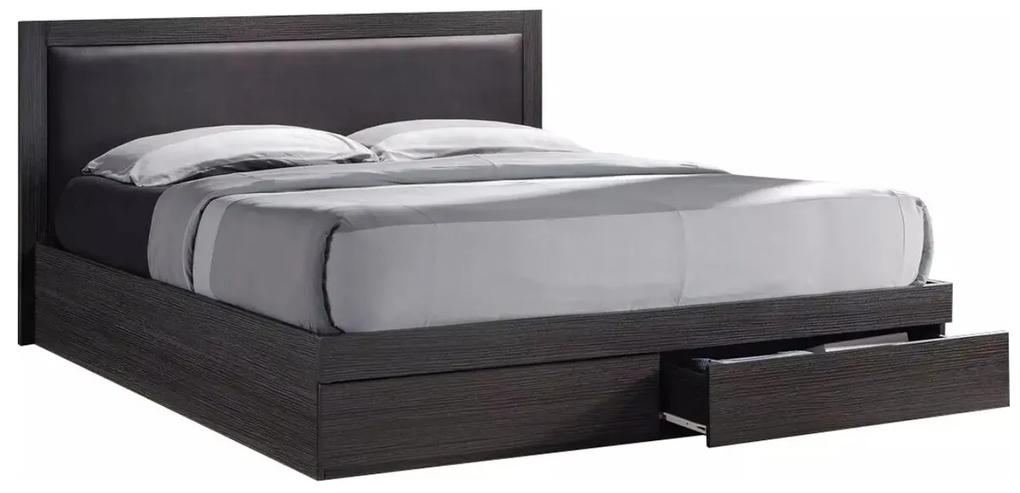 Κρεβάτι Mesa C111 (Σκούρο καφέ), Διπλό, Καφέ, 160x200, Πλαστικοποιημένη μοριοσανίδα, Τάβλες για Κρεβάτι, 171x207x92cm | Epipla1.gr