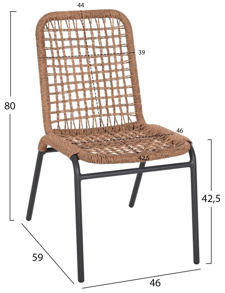Καρέκλα SPANO C6047 Αλουμινίου Ανθρακί με Μπέζ Συνθετικό Rattan 46x59x80Υεκ. 46x56x80 εκ.