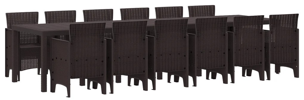 vidaXL Σετ τραπεζαρίας κήπου 13 pcs Καφέ Δέκα δύο θέσεων Πλαστικό
