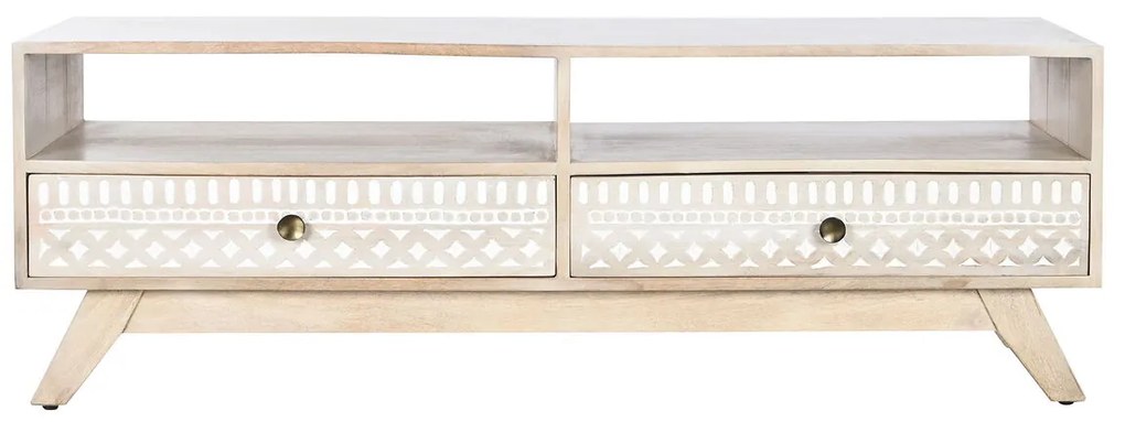 Τηλεόραση DKD Home Decor Λευκό Φυσικό Ξύλο από Μάνγκο 130 x 40 x 45 cm
