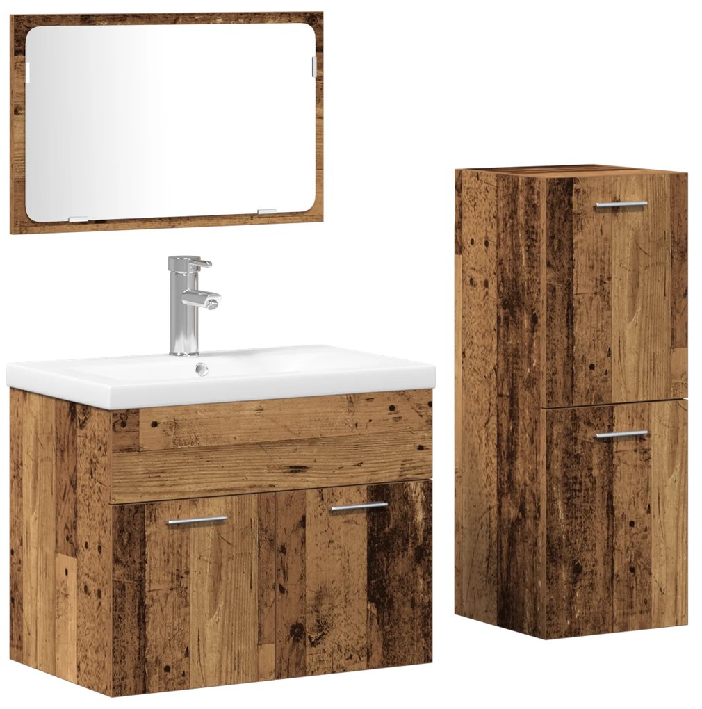 vidaXL Σετ Άλλο 3 pcs Παλιό ξύλο 30 x 30 x 80 cm Επεξεργασμένο ξύλο