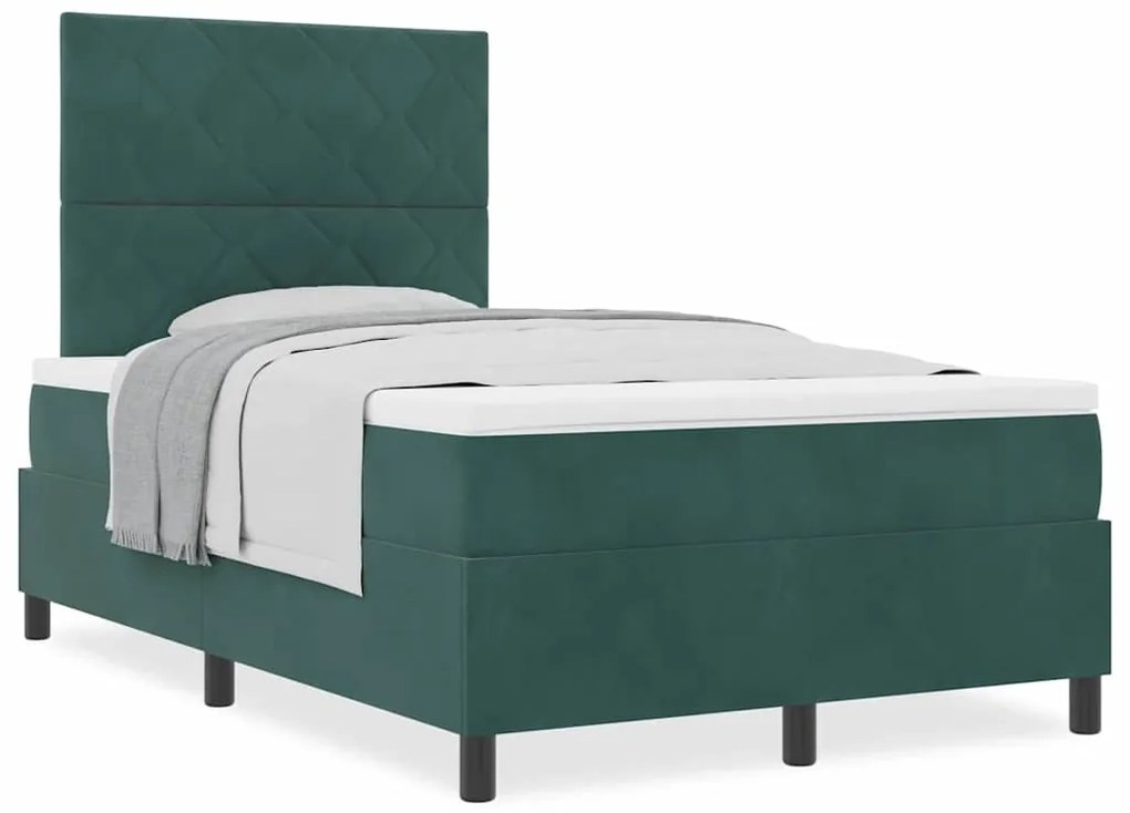 vidaXL Κρεβάτι με ελατήρια Σκούρο Πράσινο 120 x 200 cm ύφασμα