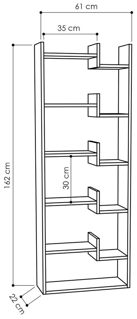 Βιβλιοθήκη Oppa χρώμα λευκό 61x22x162εκ 61x22x162 εκ.