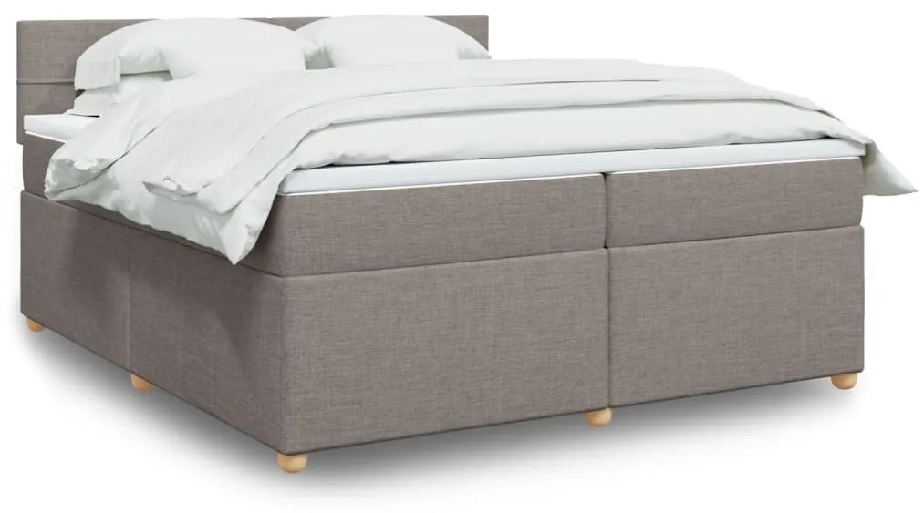 Κρεβάτι Boxspring με Στρώμα Taupe 200x200 εκ. Υφασμάτινο