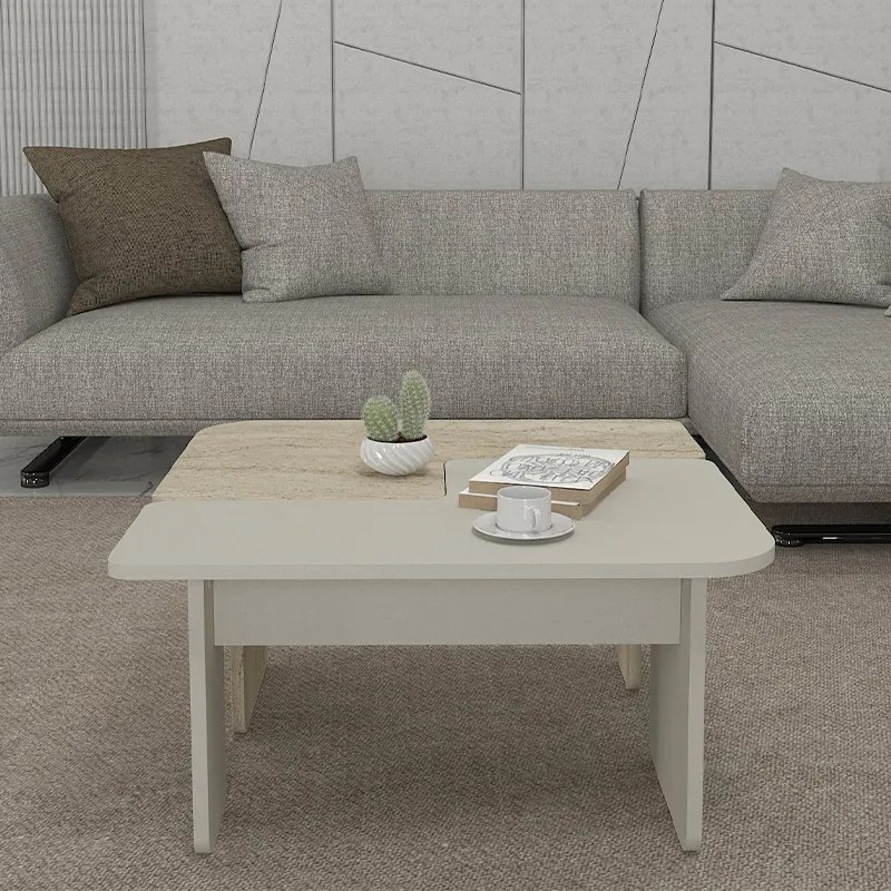 ΤΡΑΠΕΖΑΚΙ ΣΑΛΟΝΙΟΥ ΣΕΤ 2ΤΜΧ SEVILLA MEGAPAP ΧΡΩΜΑ SANDSTONE - TRAVERTINE 75X75X37,4ΕΚ.