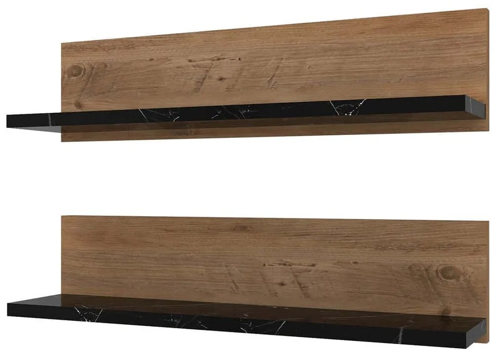 Ράφια Τοίχου Shelf (Σετ 2Τμχ) 854KLN4404 60x13x15cm Marble Effect Black-Pine