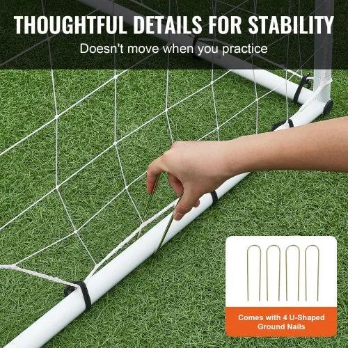 VEVOR Soccer Rebound Trainer, 8x6FT Iron Soccer Training Equipment, Sports Football Rebounder Wall with Double-Sided Rebounding Net &amp; Goal, Perfect for Backyard Practicing, Solo Training, Passing