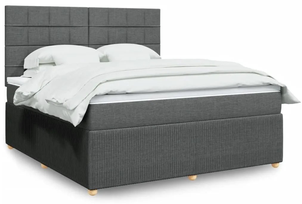 ΚΡΕΒΑΤΙ BOXSPRING ΜΕ ΣΤΡΩΜΑ ΣΚΟΥΡΟ ΓΚΡΙ 180X200 ΕΚ ΥΦΑΣΜΑΤΙΝ 3294436