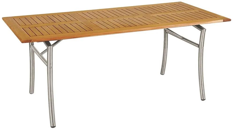 Ξύλινο Παραλ/μο Σταθερό Τραπέζι Teak Με Ανοξείδωτο Σκελετό 160 x 85 x 75(h)cm