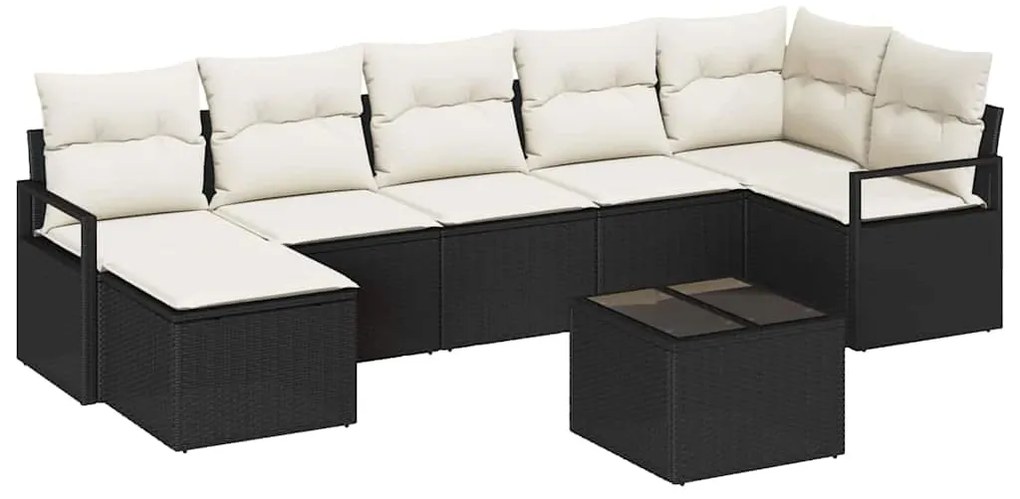 vidaXL Σετ Καναπέ Κήπου 8 pcs Μαύρο Πολυ ράταν