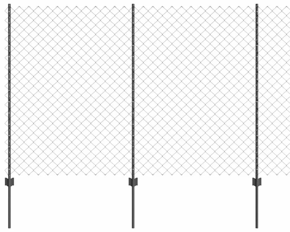 vidaXL Φράχτης με Στήλες. Γκρι 1.6 x 10 m Ατσάλι