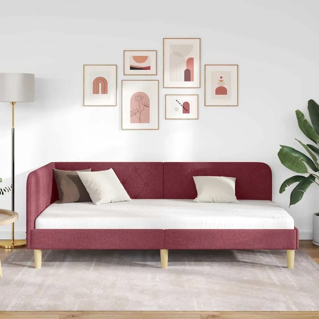 vidaXL Κρεβάτι Γωνίας με κεφαλάρι Κόκκινο 100 x 200 cm ύφασμα