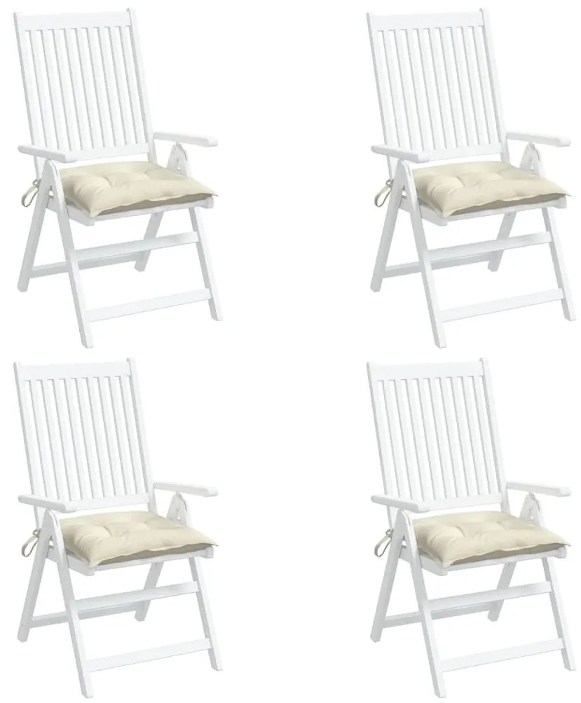 Μαξιλάρια Καρέκλας 4 τεμ. Λευκά 50 x 50 x 7 εκ. Υφασμάτινα - Λευκό