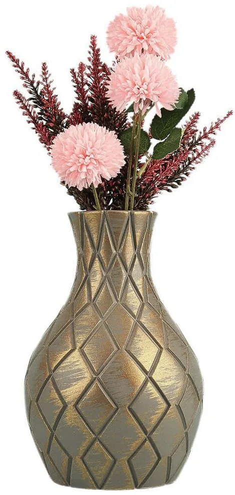 Βάζο 697ELD1223 Φ13x25cm Grey-Gold Aberto Design Ceramic