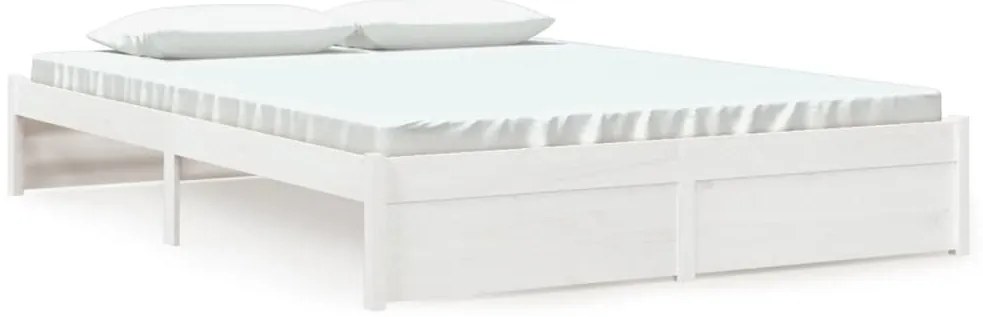 vidaXL Πλαίσιο Κρεβατιού Λευκό 150 x 200 εκ. Μασίφ Ξύλο King Size