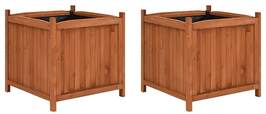 vidaXL Ζαρντινιέρες Υπερυψωμένες 2 τεμ. 50 x 50 x 50 εκ. Ξύλο Ελάτης