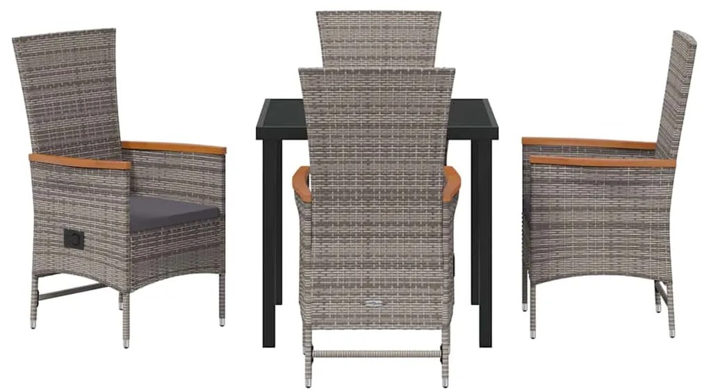 vidaXL Σέτ φαγητού για κήπο 5 pcs Γκρι Χάλυβας με επίστρωση πούδρας