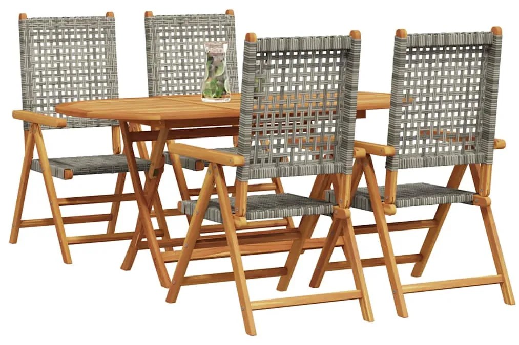 vidaXL Σέτ φαγητού για κήπο 5 pcs Γκρι Στερεό Ξύλο Ακακίας