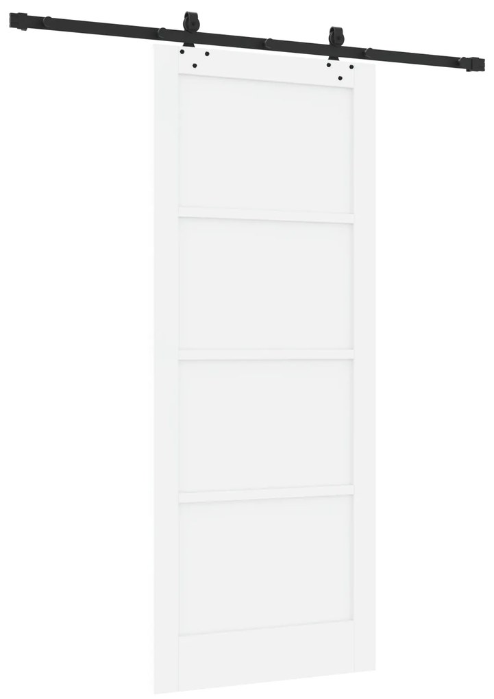 vidaXL Συρόμενη Πόρτα  με Σετ Υλικών Λευκή 86x211 εκ. Στιβαρό Ξύλο Πεύκου