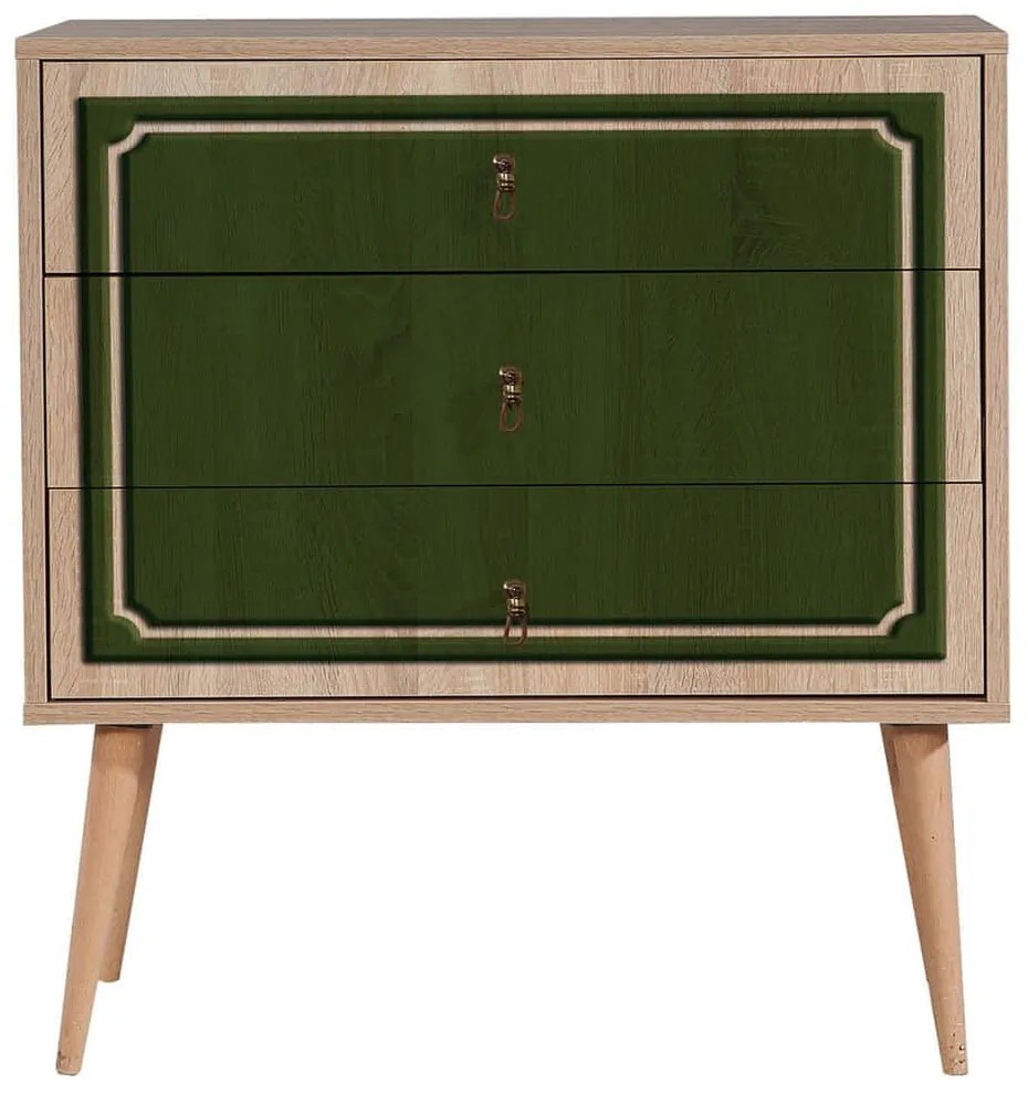 Συρταριέρα Trio 869VEL3439 80x40x90cm Oak-Green
