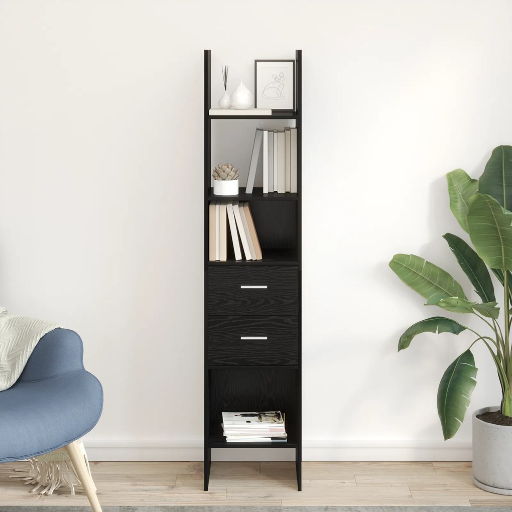 vidaXL Βιβλιοθήκη Μαύρη δρυς 40 x 35 x 180 εκ. Επεξεργασμένο ξύλο