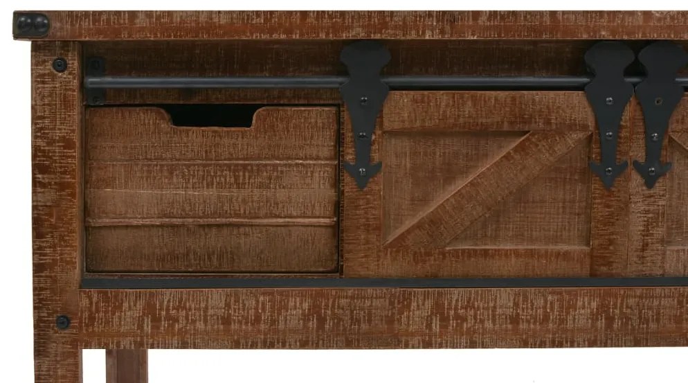 vidaXL Τραπέζι Κονσόλα Καφέ 131 x 35,5 x 75 εκ. από Μασίφ Ξύλο Ελάτης