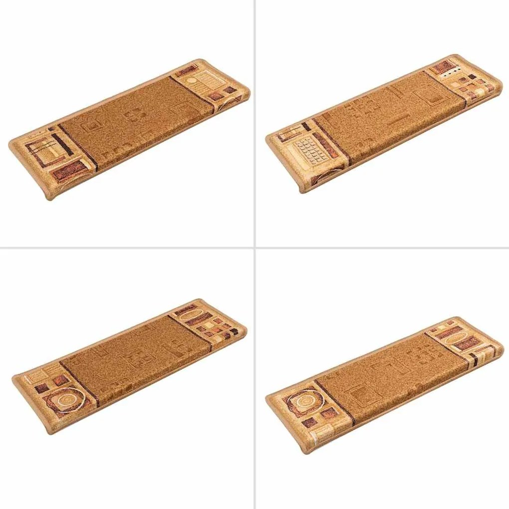 vidaXL Πατάκια Σκάλας Αυτοκόλλητα 15 τεμ. Μπεζ 65x21x4 εκ.