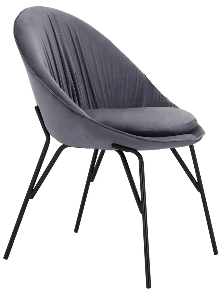 Chair Kelsey Velvet Grey with black legs  59x63x84 cm.