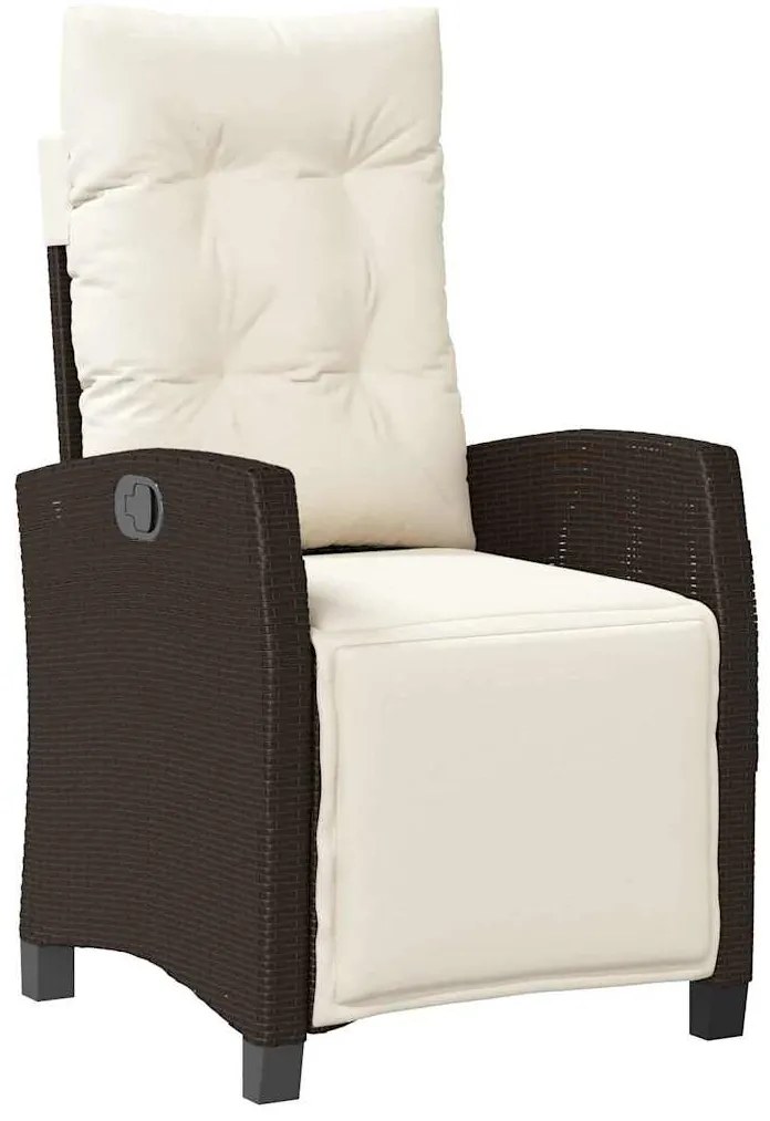 vidaXL Σέτ φαγητού για κήπο με μαξιλάρι 5 pcs Καφέ συνθετικό ρατάν