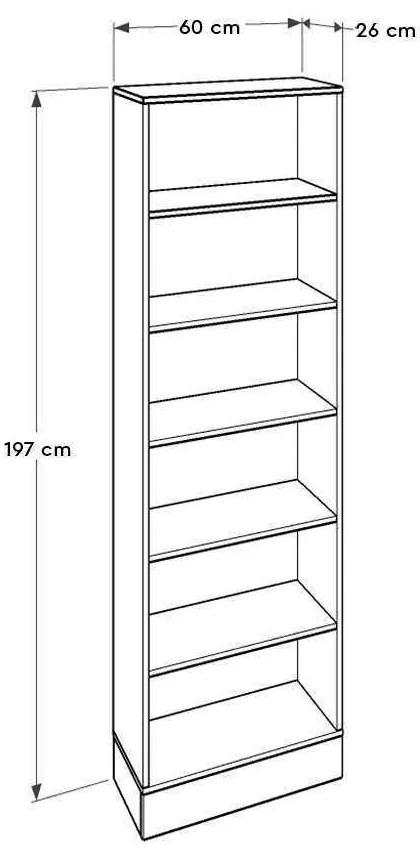 Βιβλιοθήκη Base Megapap χρώμα oak - λευκό 60x26x197εκ.
