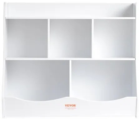 VEVOR Wood Kid Storage Cubby, Toy Storage Organizer with Bookshelf, 5-Cubby Wood Toy Storage Cabinet, Children Book Toy Shelf for Kids Room, Playroom, Kindergarten, Nursery, White