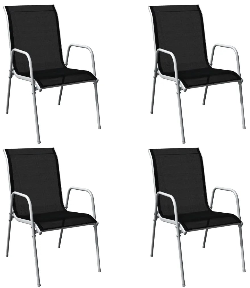 vidaXL Σετ Τραπεζαρίας Εξωτερικού Χώρου 5 Τεμαχίων Μαύρο Ατσάλινο