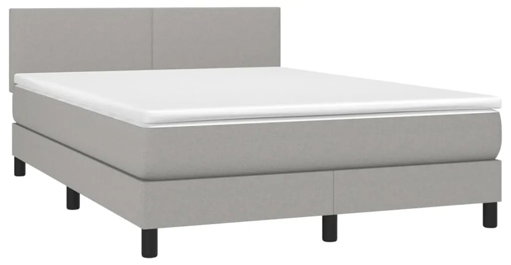 vidaXL Κρεβάτι Boxspring με Στρώμα Ανοιχτό Γκρι 140x190 εκ. Υφασμάτινο