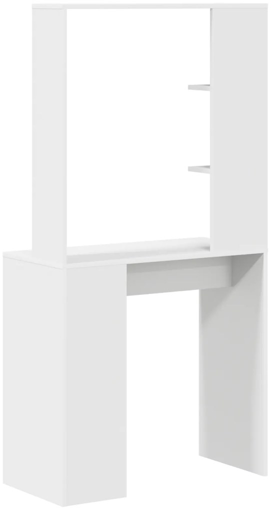 vidaXL Γραφείο με ράφι Λευκό 78.5 x 37 x 154.5 εκ Επεξεργασμένο ξύλο