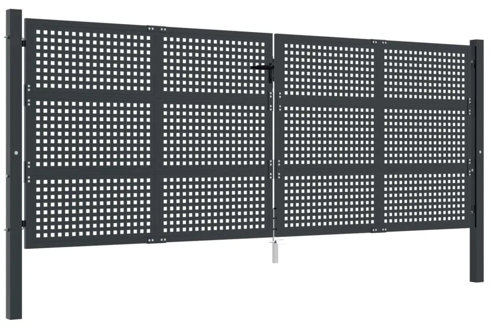 vidaXL Πύλη Κήπου Ανθρακί 400 x 125 εκ. Ατσάλινη