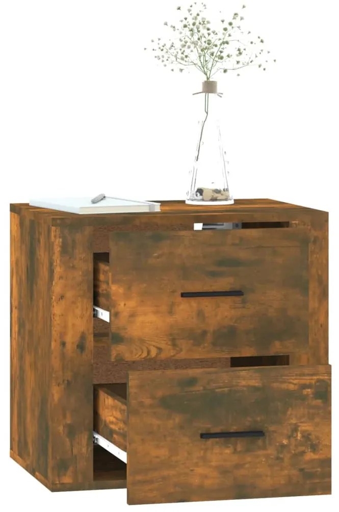 vidaXL Κομοδίνο Επιτοίχιο Καπνιστή Δρυς 50x36x47 εκ.