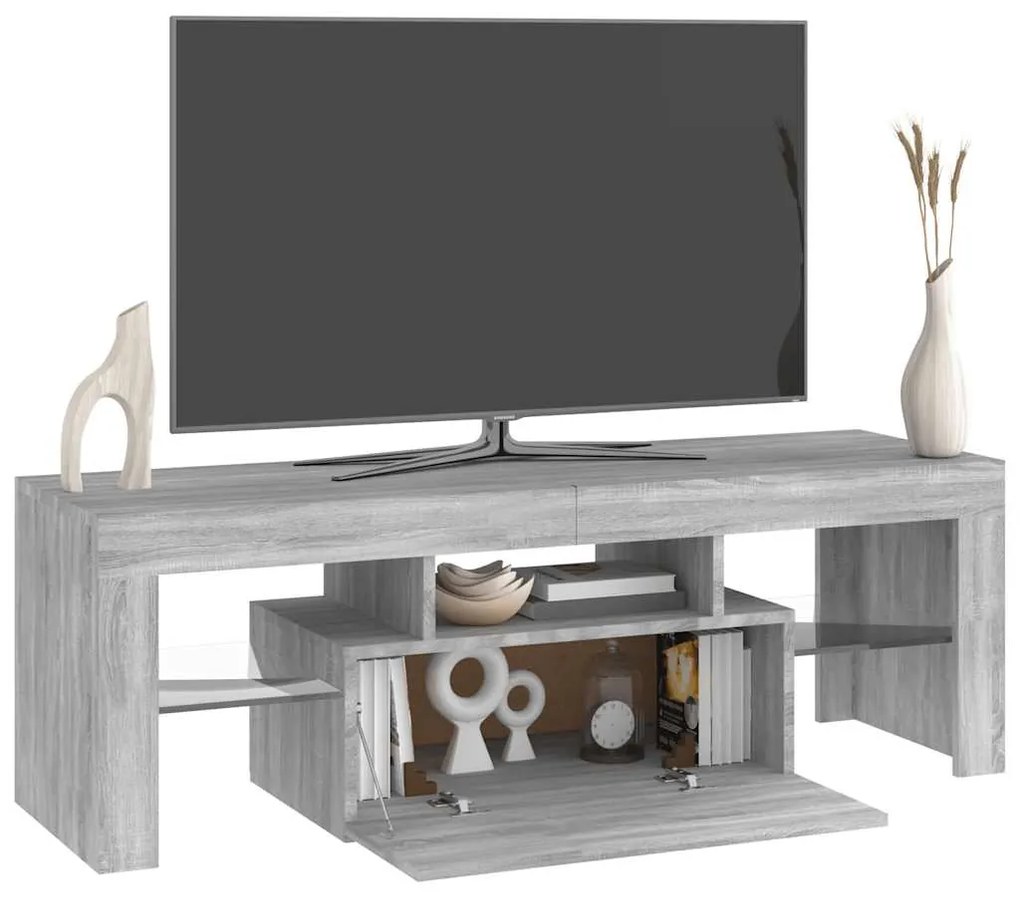 vidaXL Έπιπλο Τηλεόρασης με LED Γκρι Sonoma 120x35x40 εκ.