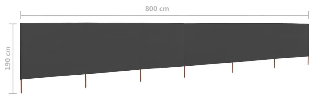 Προστατευτικό Αέρα με 6 Πάνελ Ανθρακί 800 x 160 εκ. Υφασμάτινο - Ανθρακί