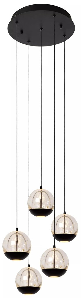Φωτιστικό Κρεμαστό Lucide 13498-24-30 SENTUBAL Μαύρο Ματ (Black Mat)|Διάφανο (Transparent) 2700 K