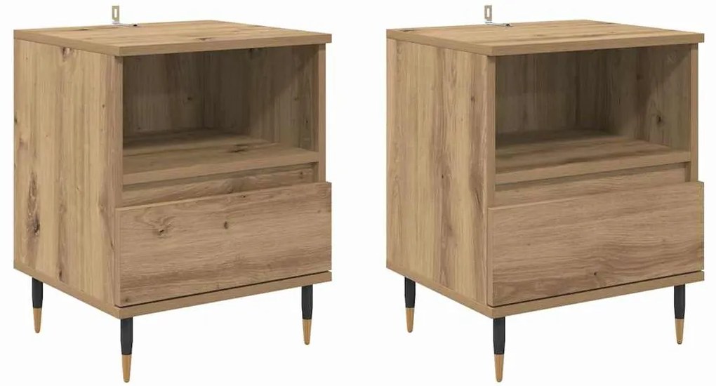 vidaXL Κομοδίνο 2 pcs Artisan Oak 40 x 35 x 50 εκ. Επεξεργασμένο ξύλο