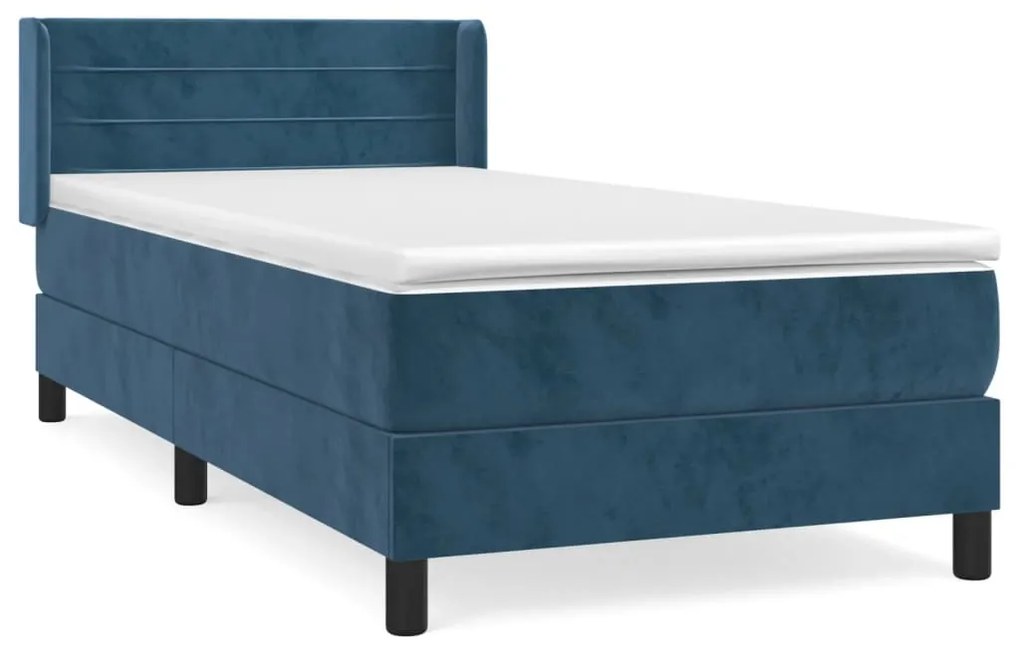 vidaXL Κρεβάτι Boxspring με Στρώμα Σκούρο Μπλε 80 x 200 εκ. Βελούδινο